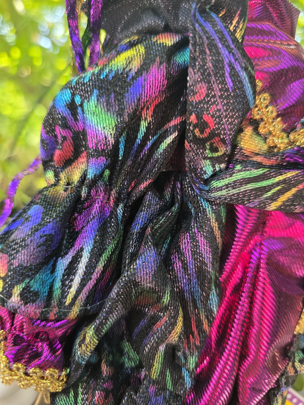 Mardi Gras Jester Doll ~ Iridescent Fuchsia and Multi-Color - Picture 8 of 13